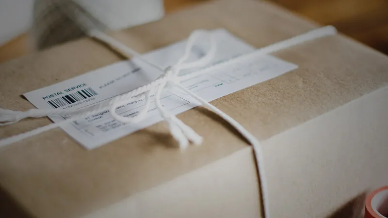 package with brown paper wrapping